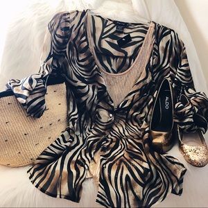 Tiger Print Sheer Blouse, size Small to Medium